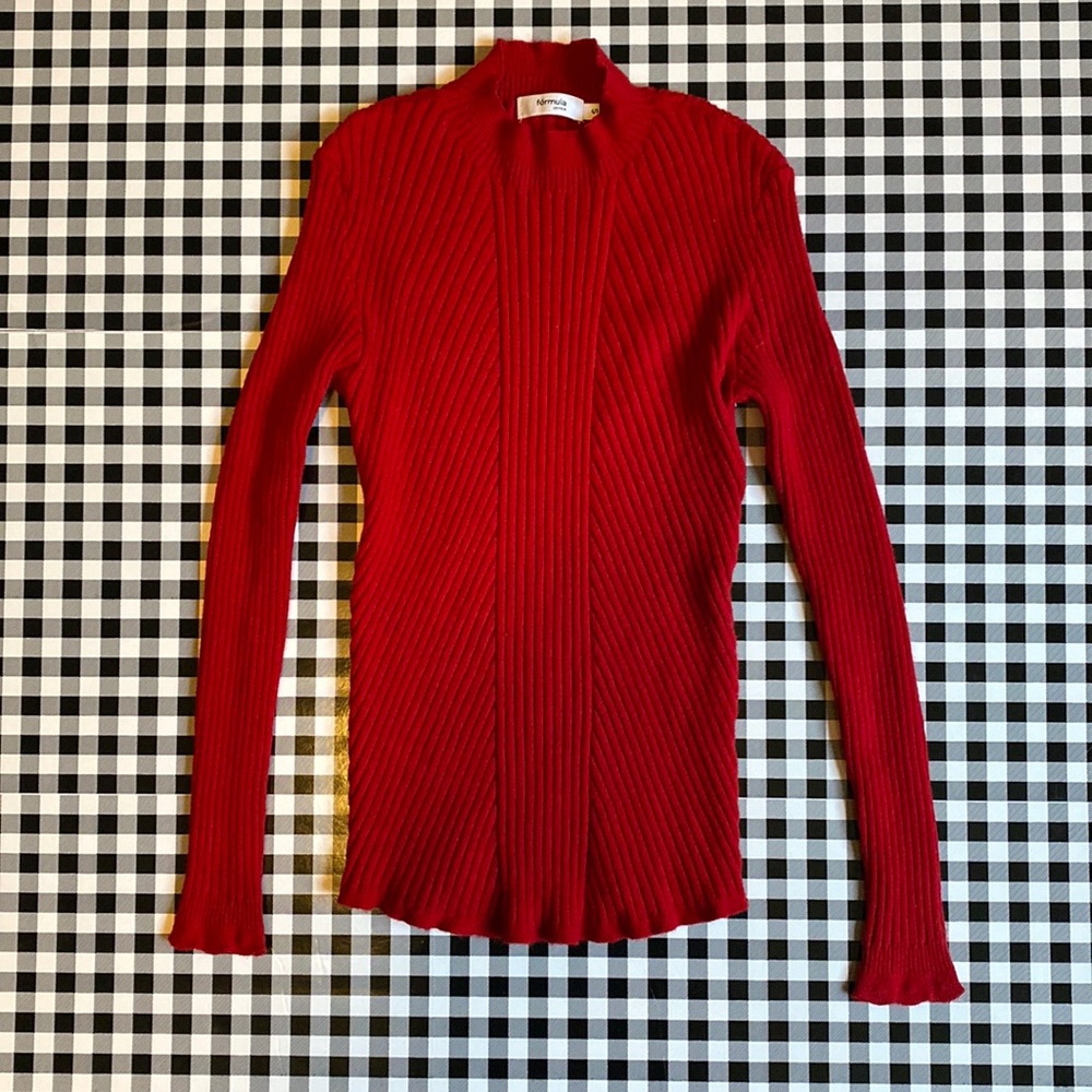 Formula Stretchy Red Mock Neck Sweater
